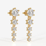 Round Cut Moissanite Diamond Dangle Sterling Silver Earrings