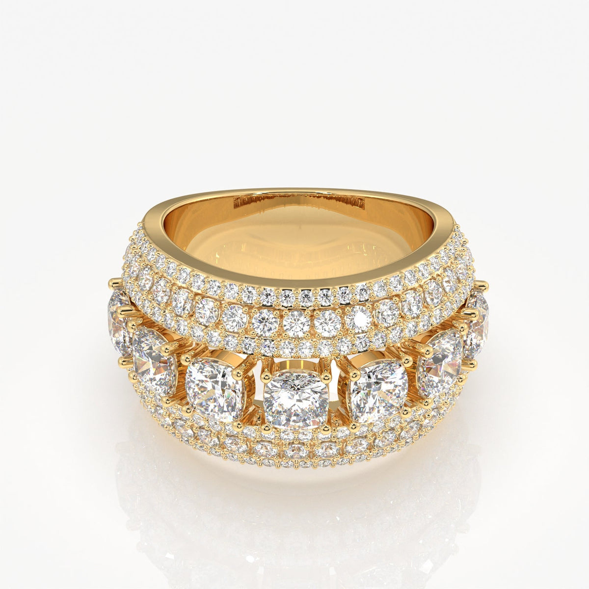 Stellar Cushion & Round Cut Moissanite Diamond  Wedding Sterling Silver Band Ring