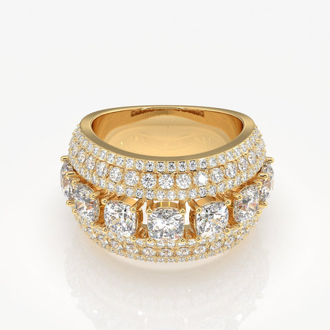 Stellar Cushion & Round Cut Moissanite Diamond  Wedding Sterling Silver Band Ring