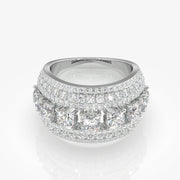 Stellar Cushion & Round Cut Moissanite Diamond  Wedding Sterling Silver Band Ring