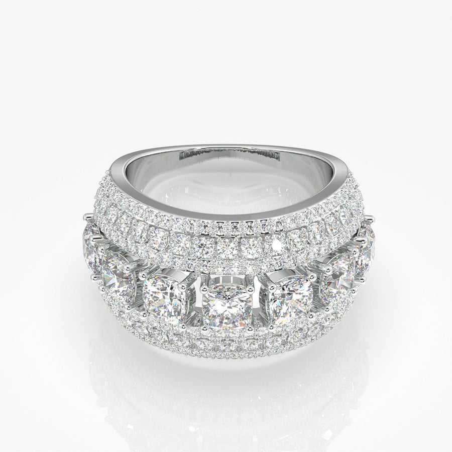 Stellar Cushion & Round Cut Moissanite Diamond  Wedding Sterling Silver Band Ring