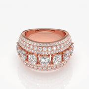 Stellar Cushion & Round Cut Moissanite Diamond  Wedding Sterling Silver Band Ring