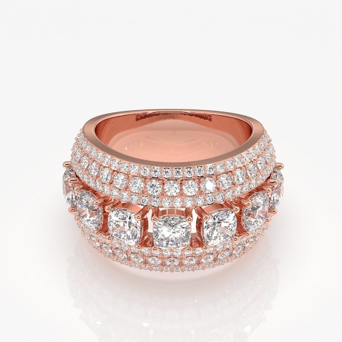 Stellar Cushion & Round Cut Moissanite Diamond  Wedding Sterling Silver Band Ring