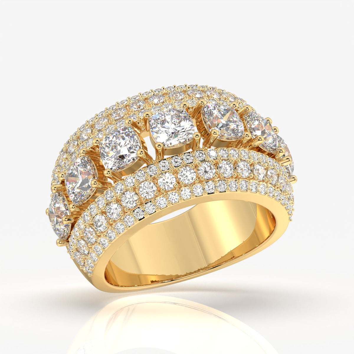 Stellar Cushion & Round Cut Moissanite Diamond  Wedding Sterling Silver Band Ring