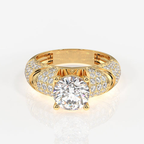 Round Cut Moissanite Diamond Cocktail Sterling Silver Rings