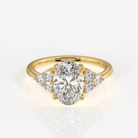 Oval Cut Moissanite Diamond Engagement Sterling Silver Ring