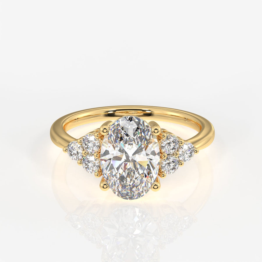 Oval Cut Moissanite Diamond Engagement Sterling Silver Ring
