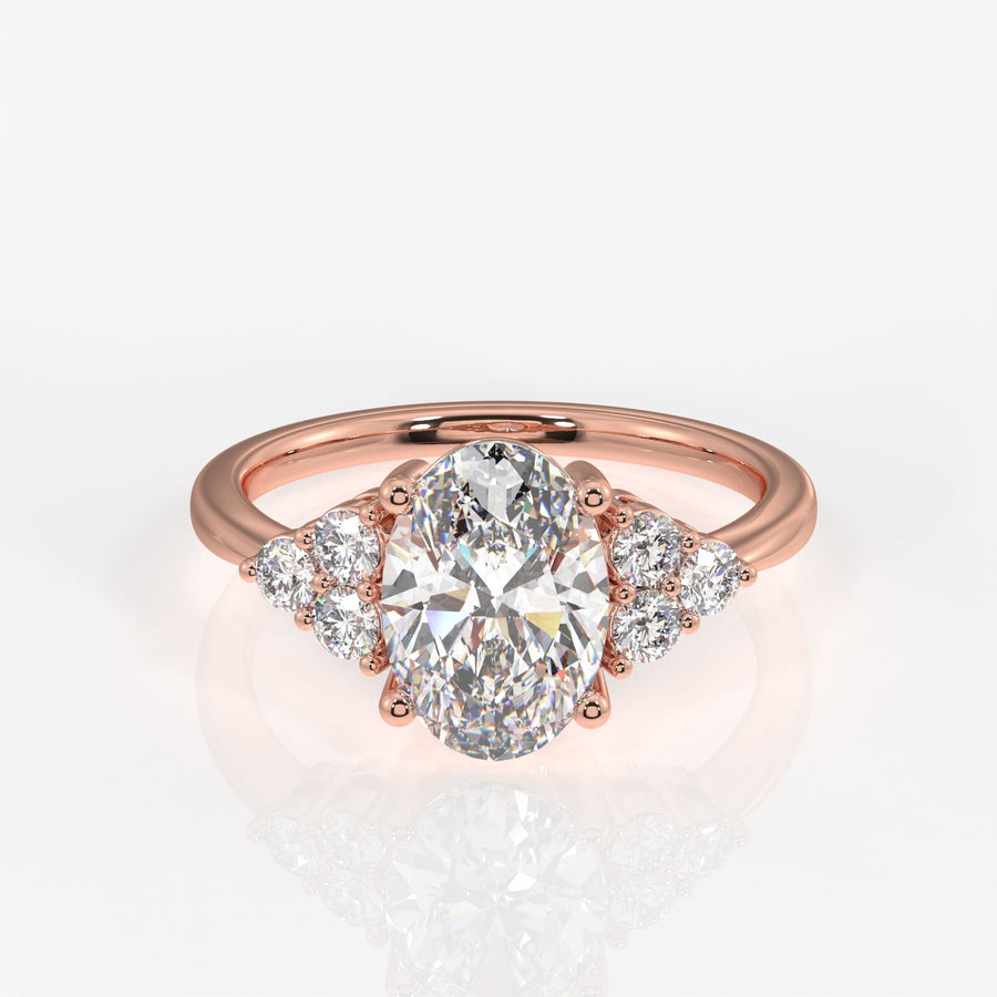 Oval Cut Moissanite Diamond Engagement Sterling Silver Ring