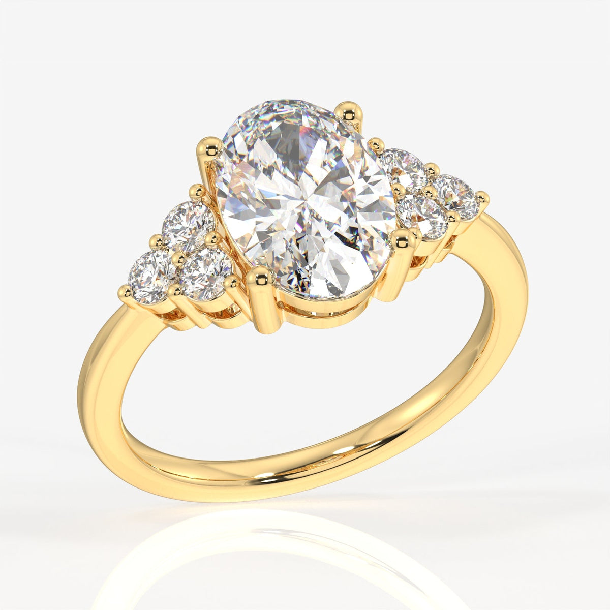 Oval Cut Moissanite Diamond Engagement Sterling Silver Ring
