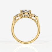Cushion and Pear Cut Moissanite Diamond Trilogy Sterling Silver Ring