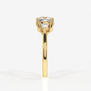 Cushion and Pear Cut Moissanite Diamond Trilogy Sterling Silver Ring