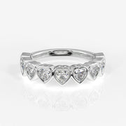 Heart Cut Moissanite Diamond Wedding Band Sterling Silver Ring