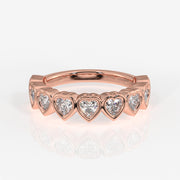 Heart Cut Moissanite Diamond Wedding Band Sterling Silver Ring