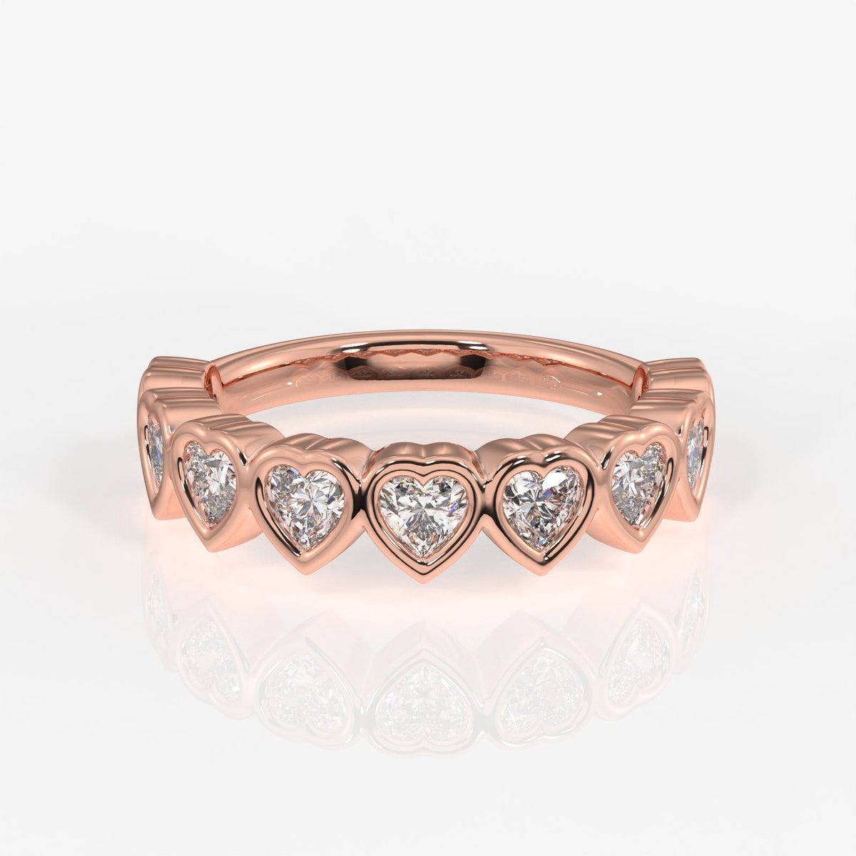 Heart Cut Moissanite Diamond Wedding Band Sterling Silver Ring