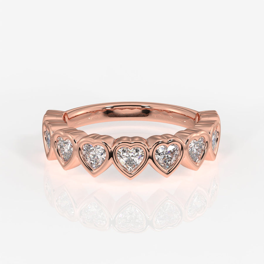 Heart Cut Moissanite Diamond Wedding Band Sterling Silver Ring