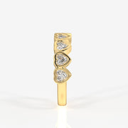 Heart Cut Moissanite Diamond Wedding Band Sterling Silver Ring