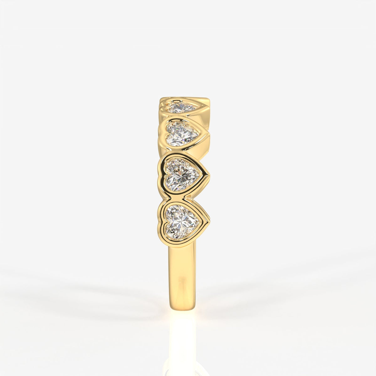 Heart Cut Moissanite Diamond Wedding Band Sterling Silver Ring