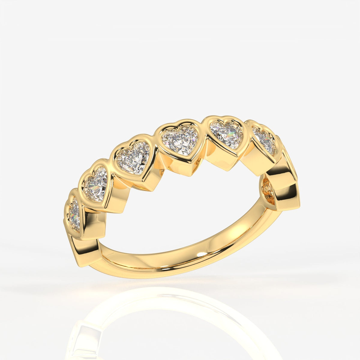 Heart Cut Moissanite Diamond Wedding Band Sterling Silver Ring