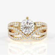 Round Cut Moissanite Diamond Cocktail Sterling Silver Ring