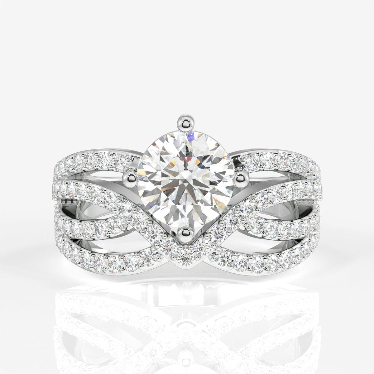 Round Cut Moissanite Diamond Cocktail Sterling Silver Ring