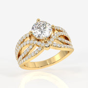 Round Cut Moissanite Diamond Cocktail Sterling Silver Ring