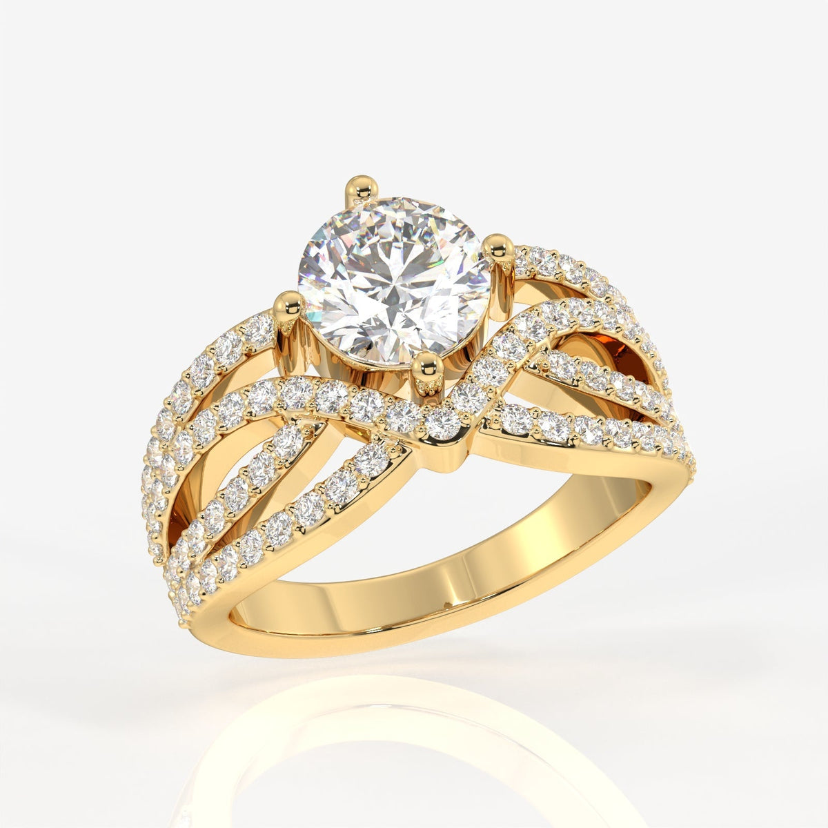 Round Cut Moissanite Diamond Cocktail Sterling Silver Ring