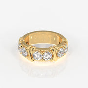 Round Cut Moissanite Diamond Wedding Band Sterling Silver Ring