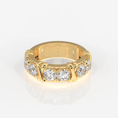 Round Cut Moissanite Diamond Wedding Band Sterling Silver Ring
