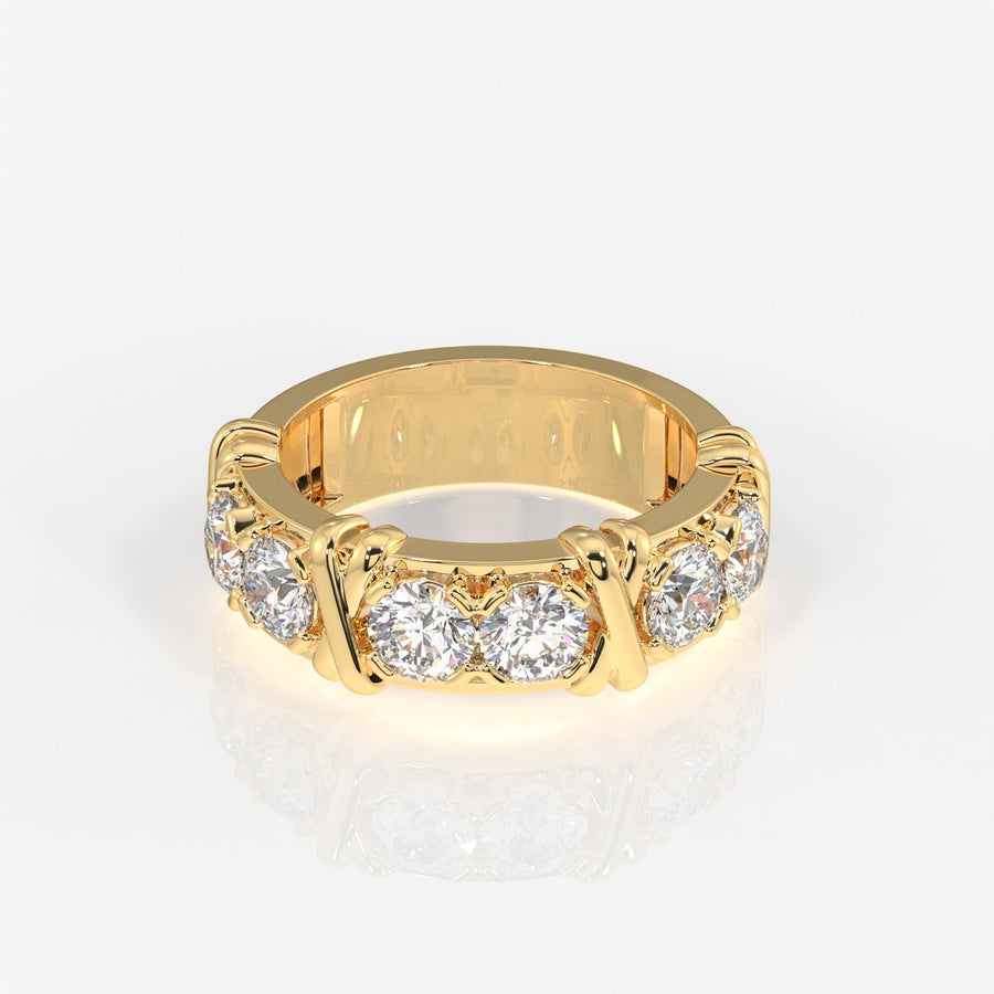 Round Cut Moissanite Diamond Wedding Band Sterling Silver Ring