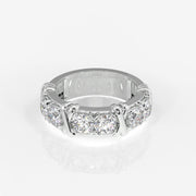 Round Cut Moissanite Diamond Wedding Band Sterling Silver Ring