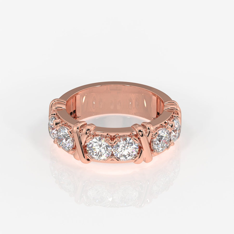 Round Cut Moissanite Diamond Wedding Band Sterling Silver Ring