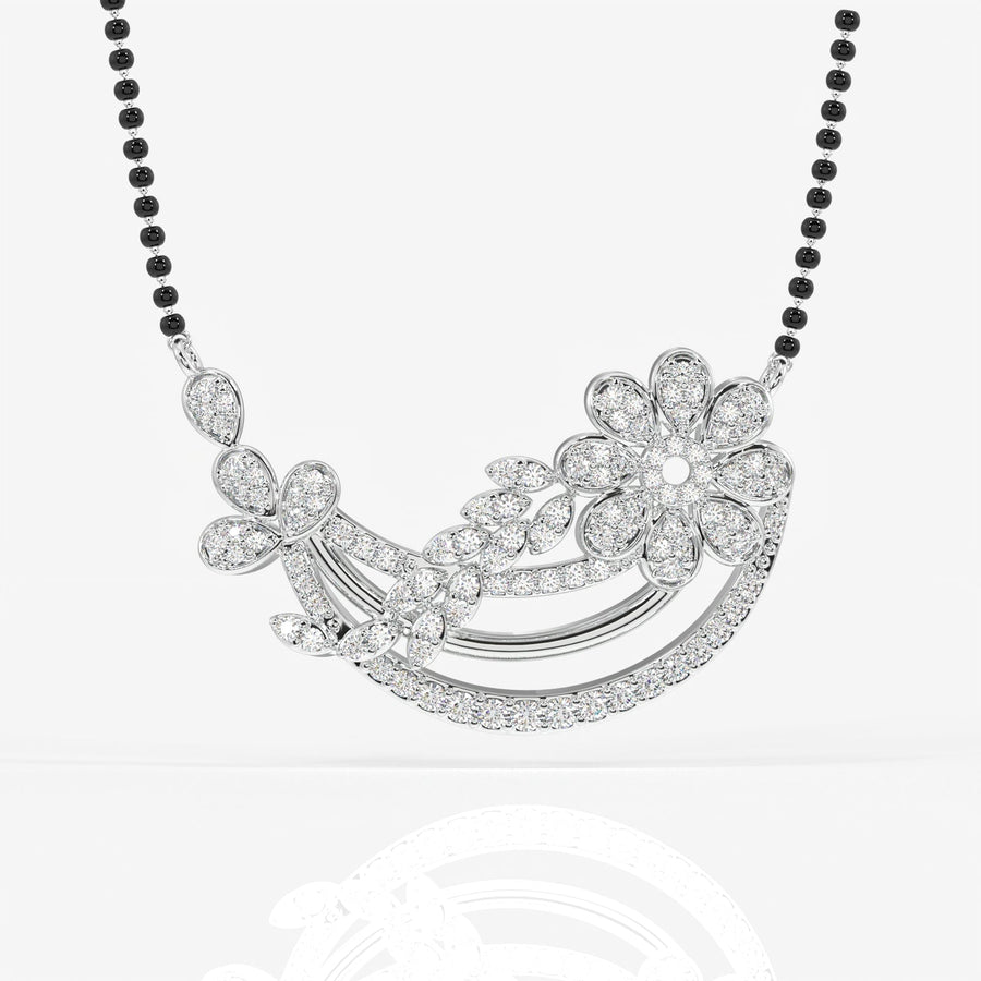 Round Cut Moissanite Diamond Women's Sterling Silver Mangalsutra