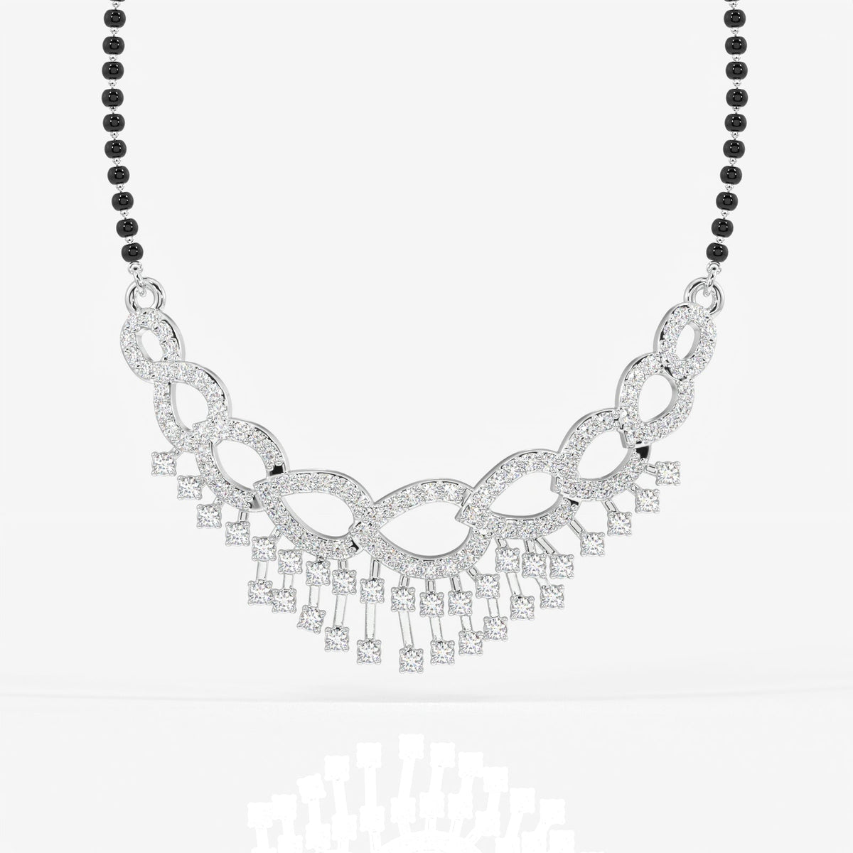 Round Cut Moissanite Diamond Women's Sterling Silver Mangalsutra