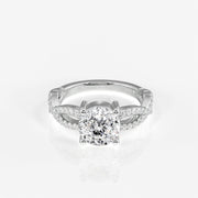 Portuguese Cut Moissanite Diamond Twisted Engagement Sterling Silver Ring