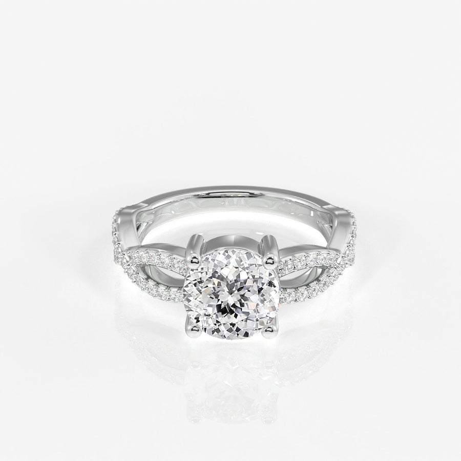 Portuguese Cut Moissanite Diamond Twisted Engagement Sterling Silver Ring