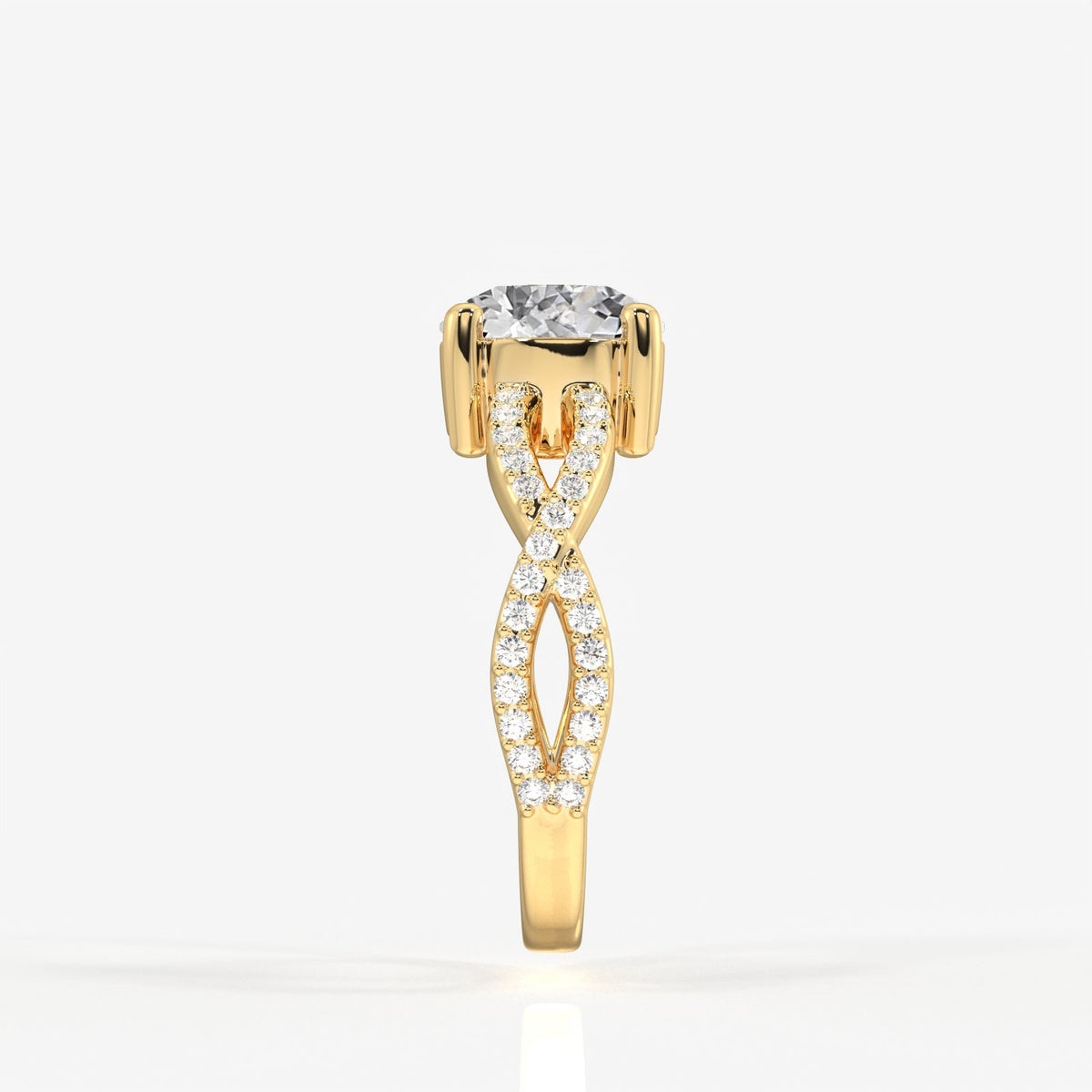 Portuguese Cut Moissanite Diamond Twisted Engagement Sterling Silver Ring