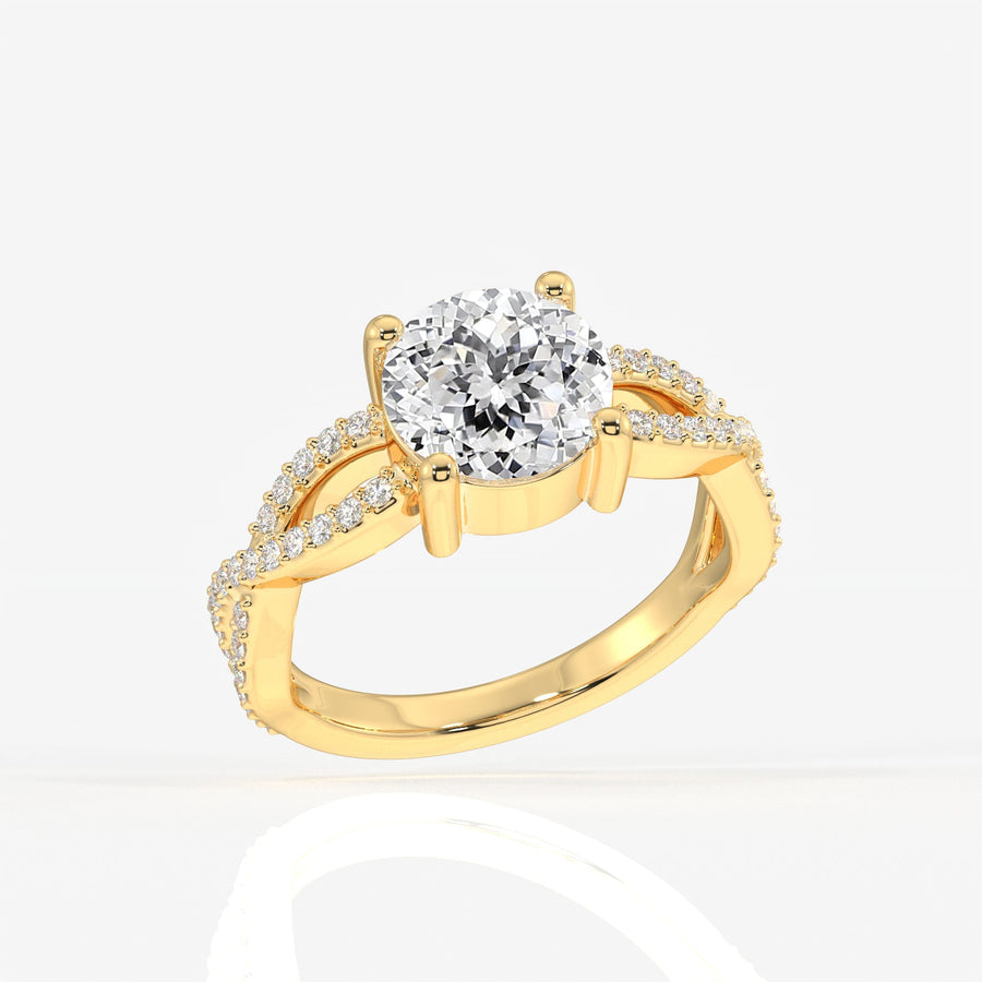 Portuguese Cut Moissanite Diamond Twisted Engagement Sterling Silver Ring