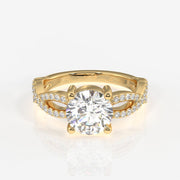 Round Cut Moissanite Diamond Twisted Engagement Sterling Silver Ring