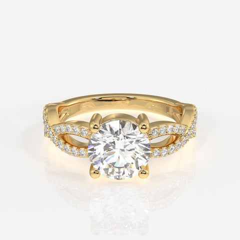 Round Cut Moissanite Diamond Twisted Engagement Sterling Silver Ring