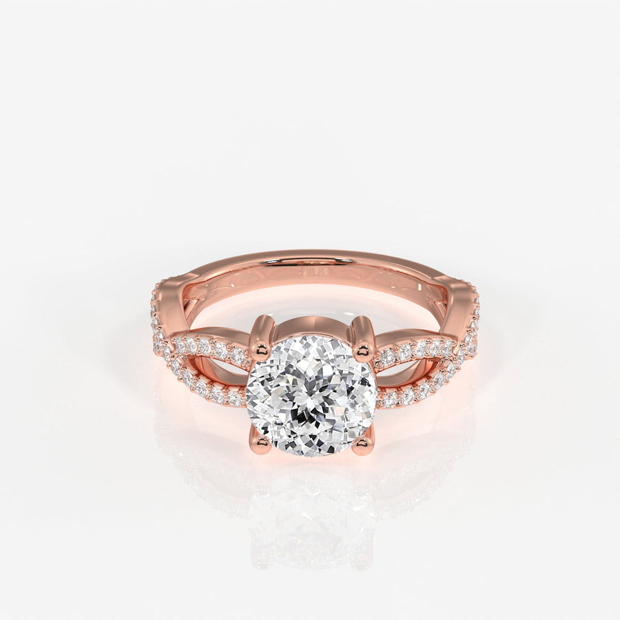 Portuguese Cut Moissanite Diamond Twisted Engagement Sterling Silver Ring