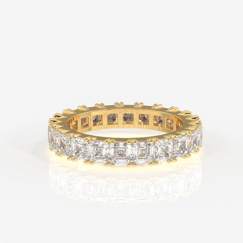 Asscher Cut Moissanite Diamond Eternity Band Sterling Silver Ring