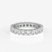 Asscher Cut Moissanite Diamond Eternity Band Sterling Silver Ring