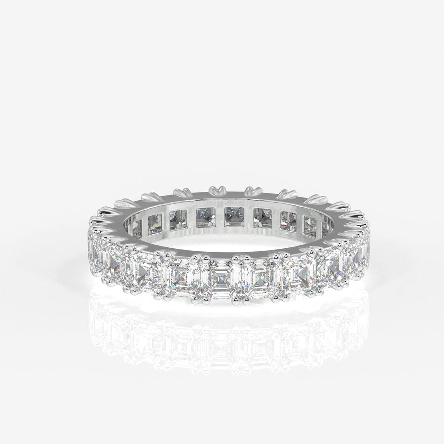 Asscher Cut Moissanite Diamond Eternity Band Sterling Silver Ring