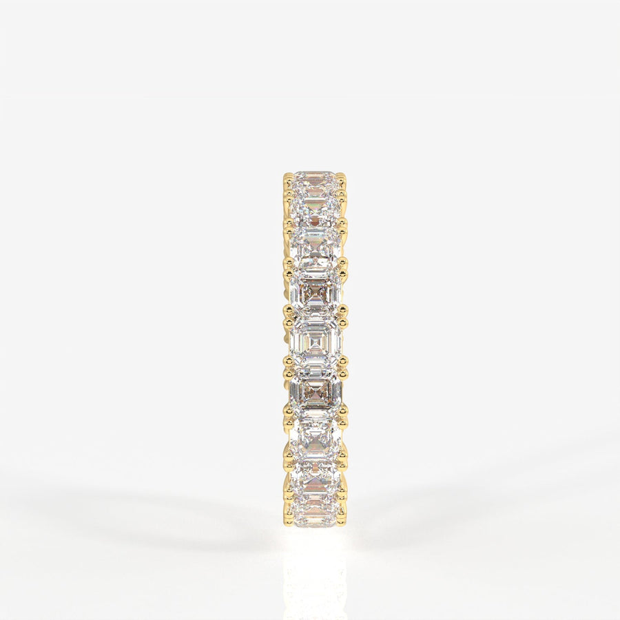 Asscher Cut Moissanite Diamond Eternity Band Sterling Silver Ring