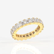 Asscher Cut Moissanite Diamond Eternity Band Sterling Silver Ring
