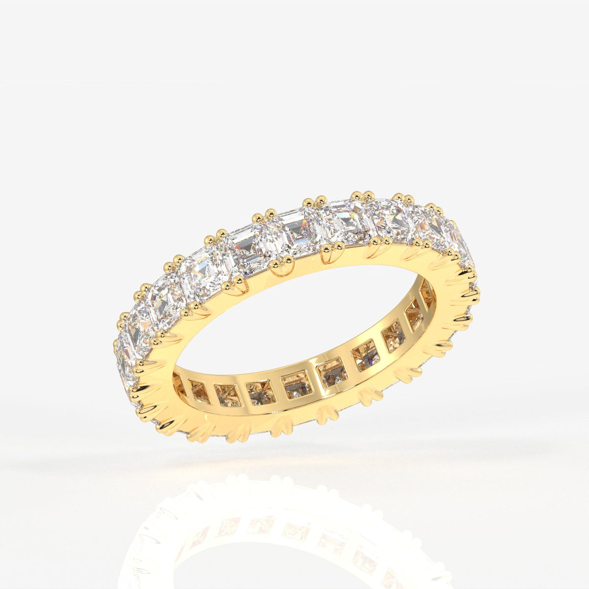 Asscher Cut Moissanite Diamond Eternity Band Sterling Silver Ring