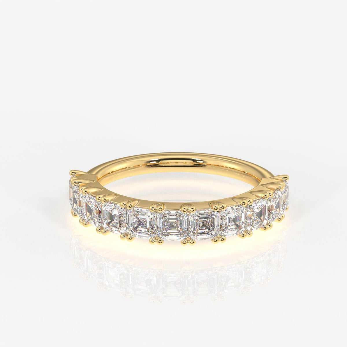 Asscher Cut Moissanite Diamond Wedding Band Sterling Silver Ring