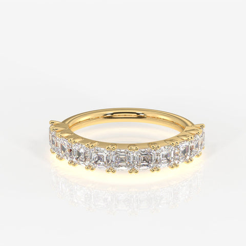Asscher Cut Moissanite Diamond Wedding Band Sterling Silver Ring