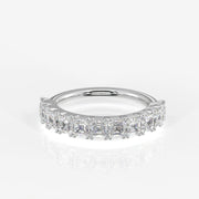 Asscher Cut Moissanite Diamond Wedding Band Sterling Silver Ring
