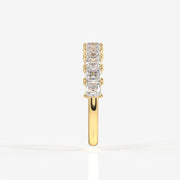 Asscher Cut Moissanite Diamond Wedding Band Sterling Silver Ring